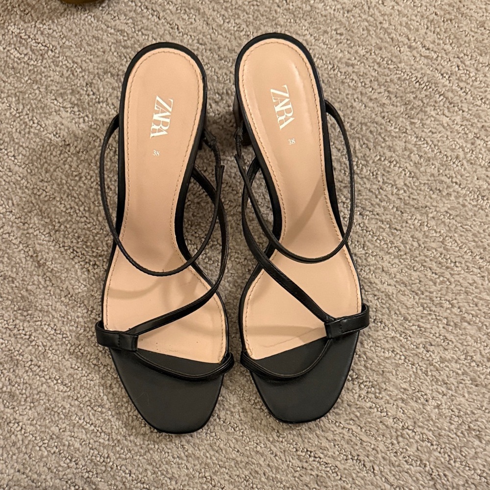 Zara Elegant Black Strappy Heels
